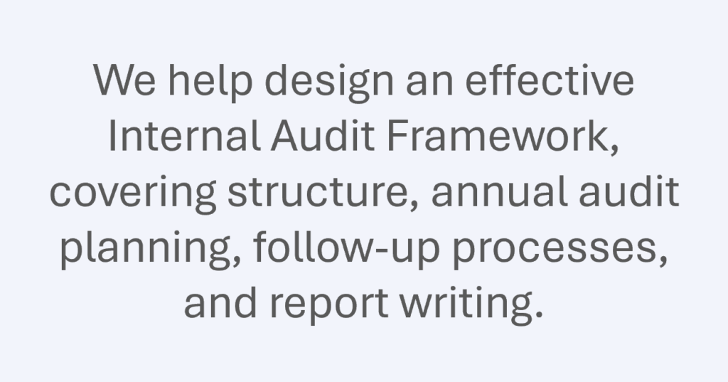 STC SYCAMORE CONSULTING 
RISK MANAGEMENT
Internal Audit Framework
We help design an effective Internal Audit Framework, covering structure, annual audit planning, follow-up processes, and report writing.
https://ermmentor.co.uk/
