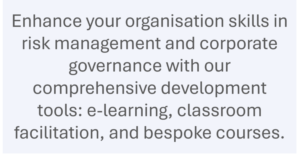 STC SYCAMORE CONSULTING 
RISK MANAGEMENT
Organisational Development
Enhance your organisation skills in risk management and corporate governance with our comprehensive development tools: e-learning, classroom facilitation, and bespoke courses.
https://ermmentor.co.uk/